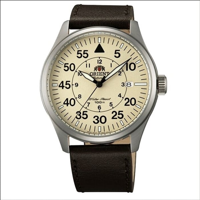 SCRATCH AND DENT - Orient 21-Jewel Automatic Aviator Flight Watch with Brown Leather Strap #ER2A005Y