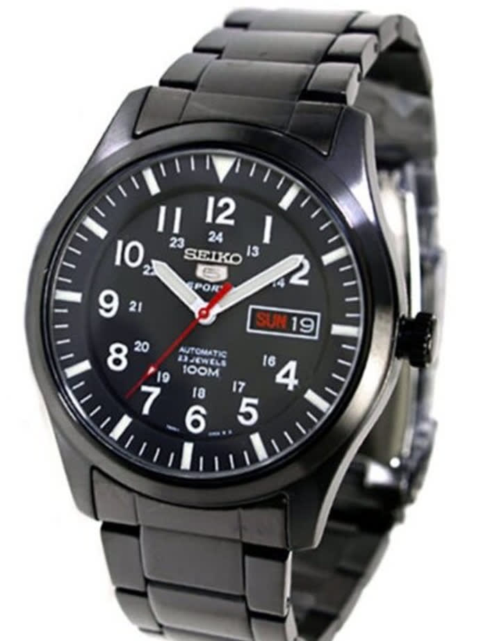 Seiko Military Gun Metal Plated Automatic Watch with 42mm Case #SNZG17K1
