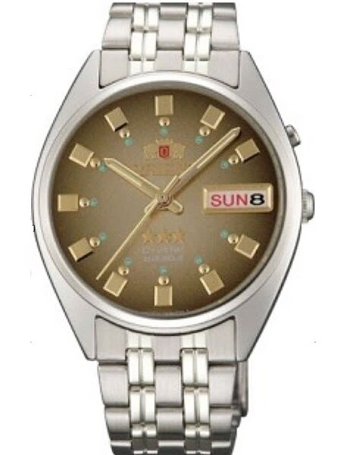 Orient Automatic Watch with Brown Dial, Day-Date and SS Bracelet #EM0401NP