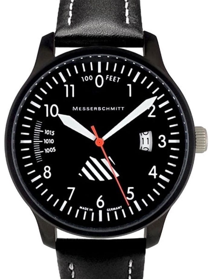 Messerschmitt Fliegeruhr Watch with Aviator Leather Strap #ME-42ALTI-L
