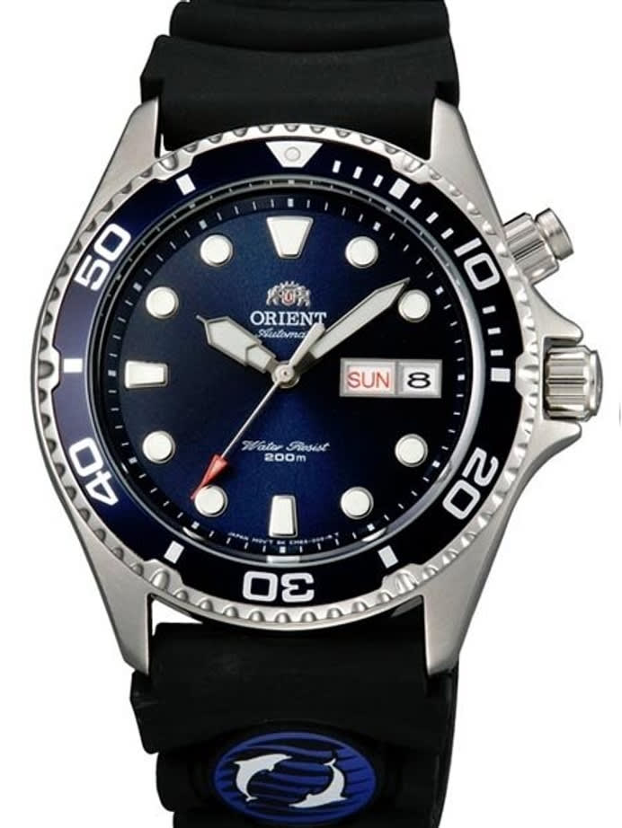 Scratch and Dent - Orient Ray Blue Dial 21-Jewel Automatic Dive Watch on Rubber Strap #EM6500CD 3