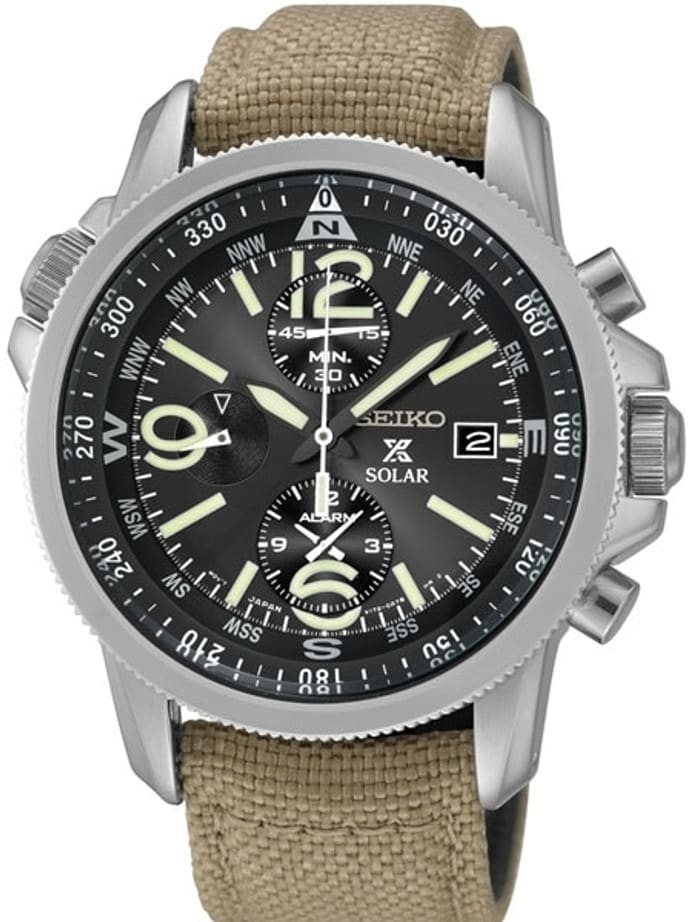 Seiko Prospex Solar Powered Chronograph with 60-Minute Stopwatch and Alarm #SSC293