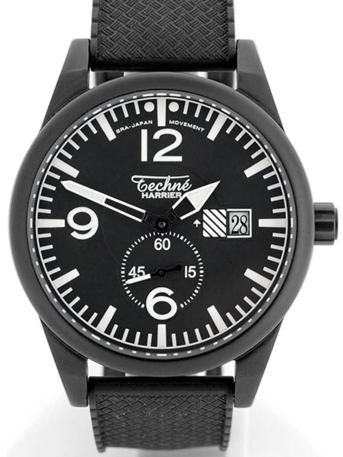 Techne Harrier Aviator Quartz Watch with 41mm Black Aluminium Case  #388.181