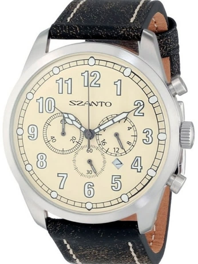 Szanto 46mm Stainless Steel, Vintage Inspired Chronograph Watch, 24-Hr Sub-Dial #2002