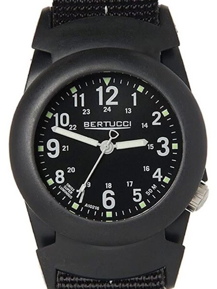Bertucci DX3?« PRO-GUARD?äó Resin Watch, Dash-Striped Nylon Strap, Black Dial - 11068