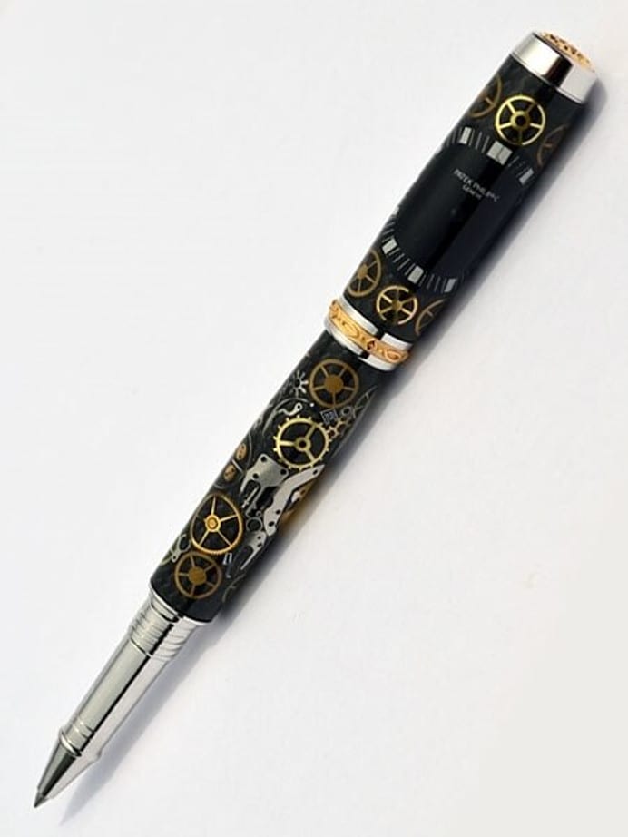 Artisan Crafted Collectable Pen made with Patek Philippe dial and assorted gears, cogs, screws and bridges #WPP601RB