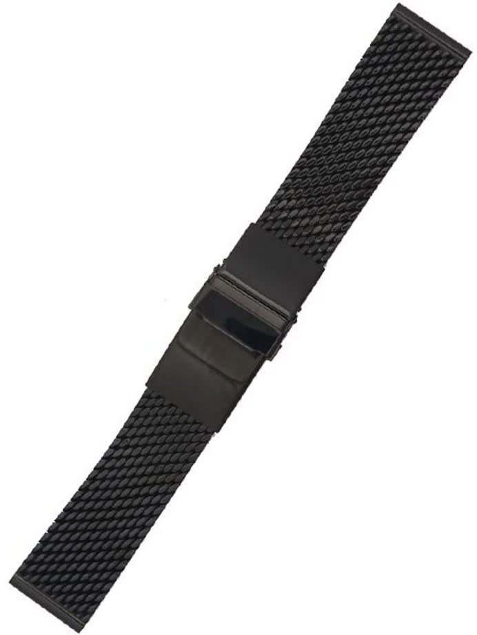 STAIB Polished Black IP Mesh Bracelet #Steel-2785-20789APB (Straight End, 22mm)