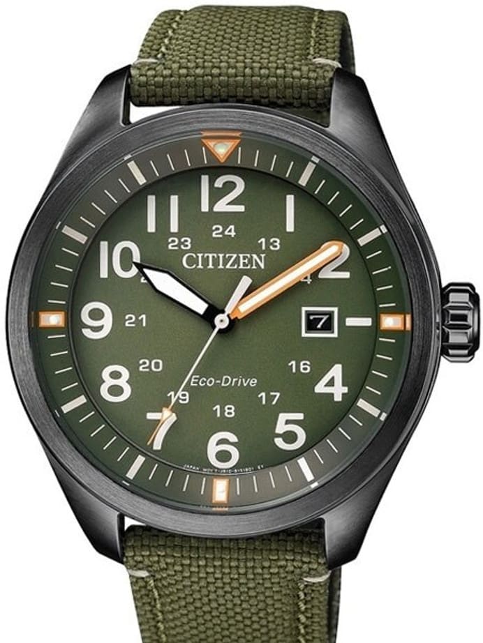 Citizen Military Watch Eco-Drive Green Dial with Green Nylon Strap #AW5005-21Y