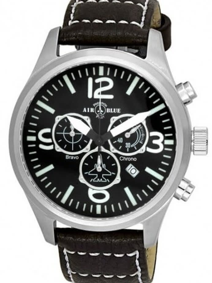 Air Blue Bravo Cockpit Chronograph Pilot Watch with 44mm Case, Sapphire Crystal #BRAVOCHRONOSSCOCKPIT
