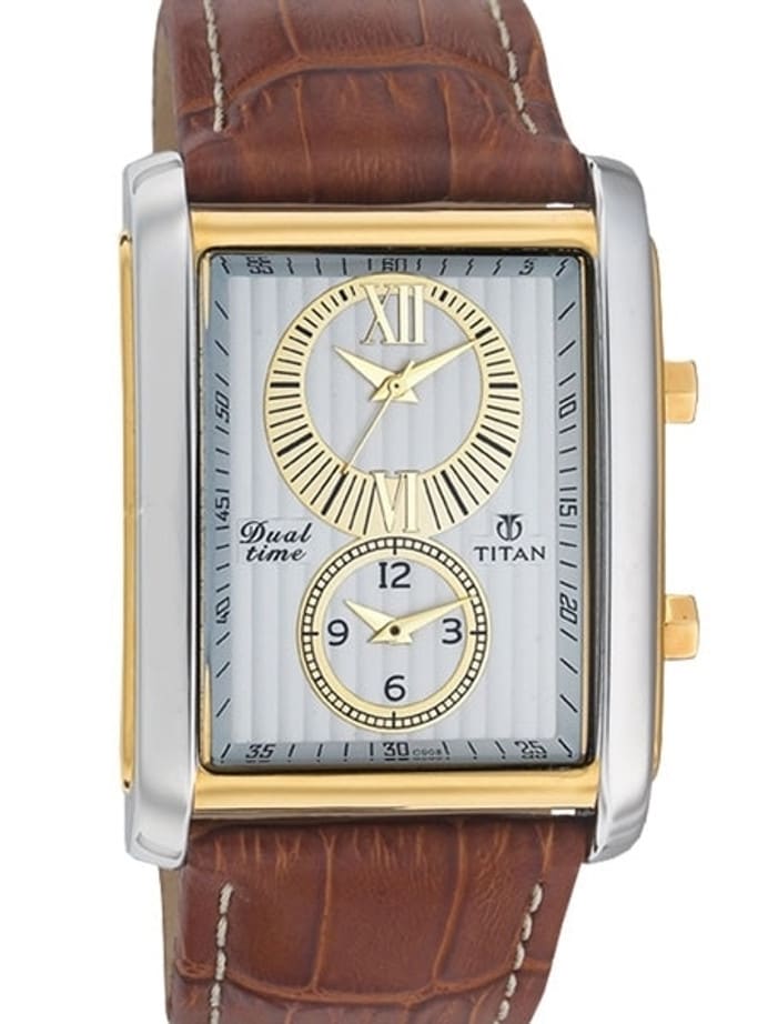 Titan Two-tone, Dual-Time Dress Watch with Precision Quartz Movement  #9309BL01