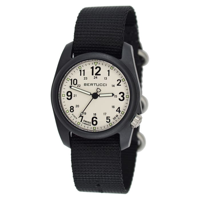 Bertucci DX3 Field Resin Watch, Black Nylon Strap, White Dial - 11039