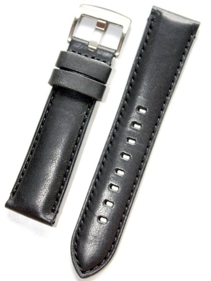 Horween Black Calfskin Leather with Stainless Steel Buckle #INS-HOR-ESX01