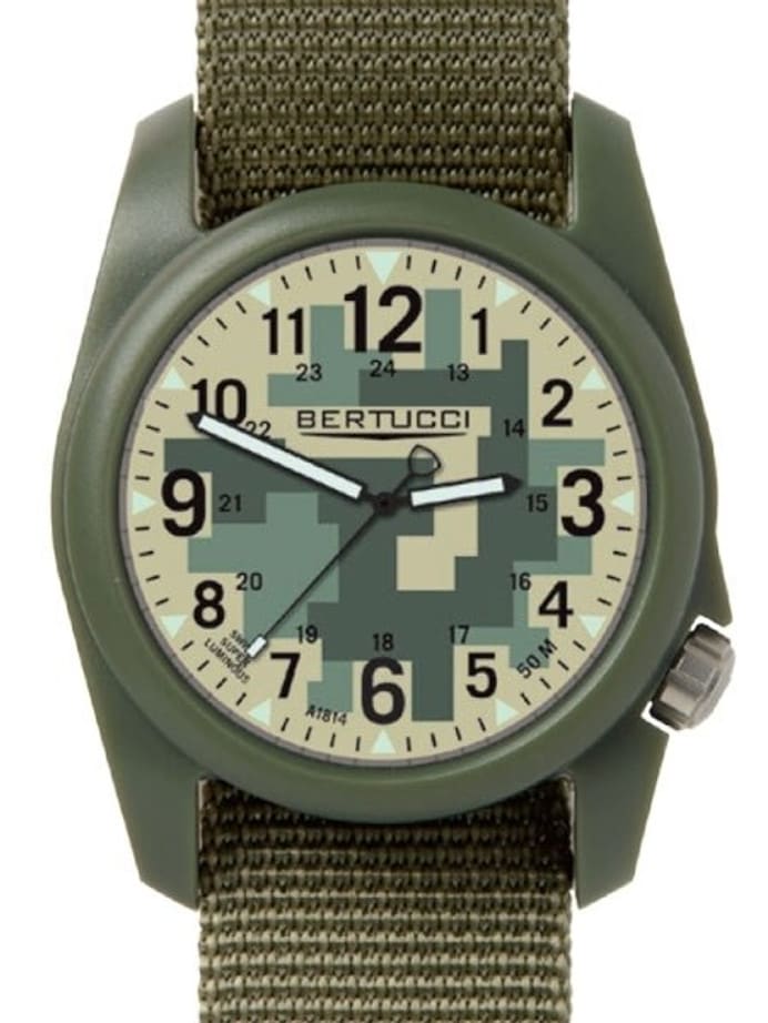 Bertucci DX3 Field Resin Watch, Olive Drab Nylon Strap, Digicam Camouflage Dial - 11032
