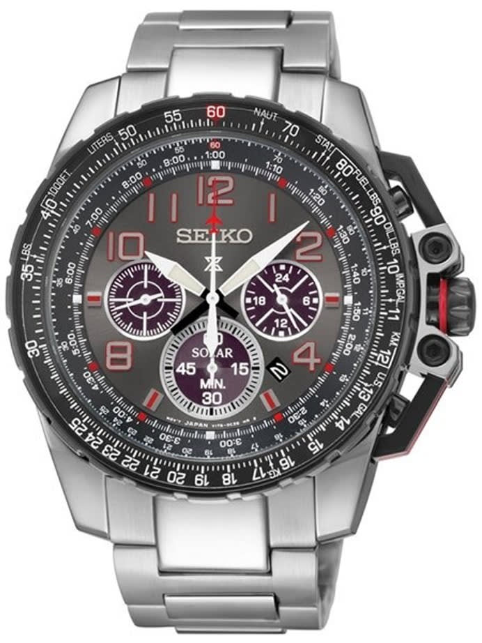 Seiko Prospex Solar Powered Quartz Flight Chronograph Watch, 24-Hour Sub-Dial #SSC315