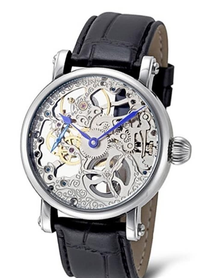 Scratch and Dent - Rougois Hand Wind Decorated Skeleton Movement Watch #RMS33S-SND1