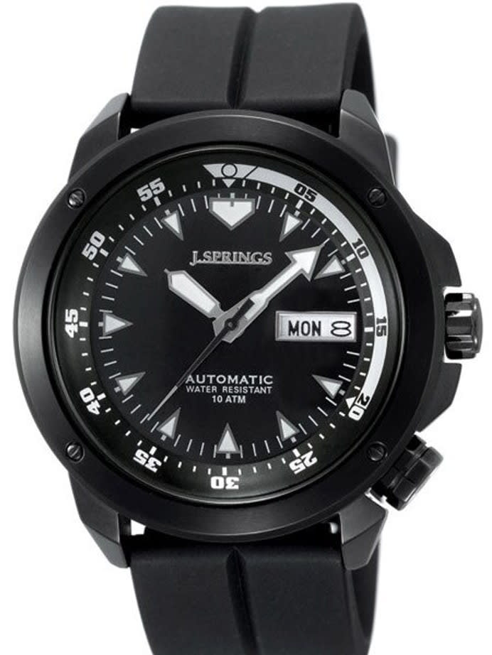 J. Springs Automatic 21-Jewel Sport Watch with Day and Date, Black Dial #BEB054