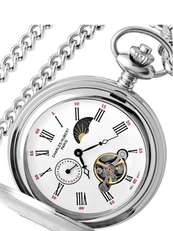 Charles-Hubert Mechanical Pocket Watch with a Sun-Moon Display #3553W