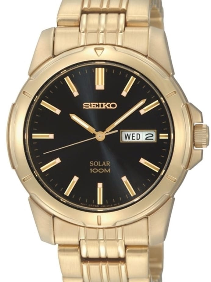 Seiko Core Series Solar Watch with 40mm Goldtone Case and Bracelet #SNE100