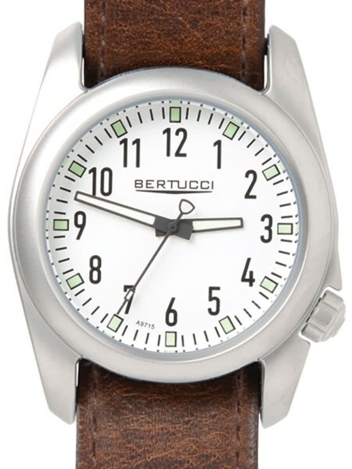 Bertucci Ventara Stainless Steel Field Watch with a USA Horween?« leather Strap #11071
