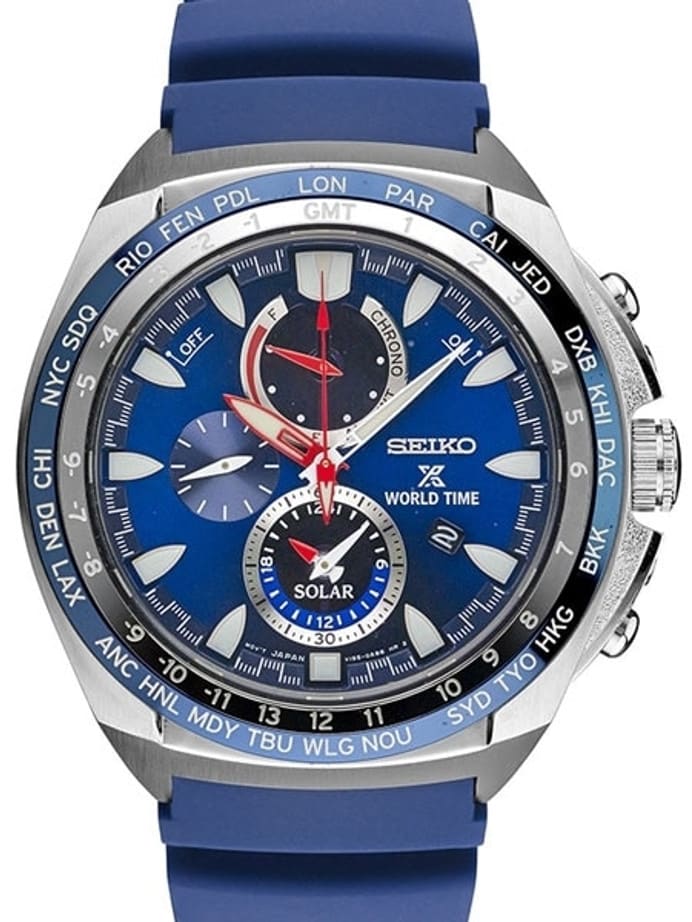 Seiko Prospex Solar Power World Time, Chronograph, Alarm Watch #SSC489