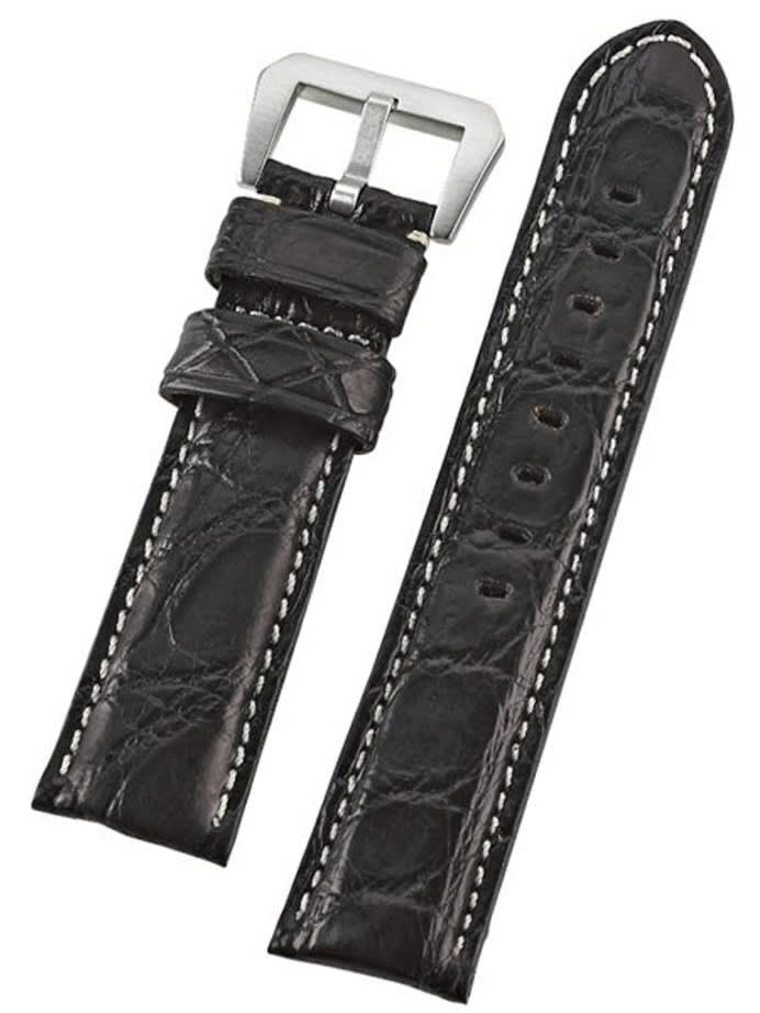 Toscana Black Genuine Cayman Crocodile Watch Strap with Leather Lining #GR-90001