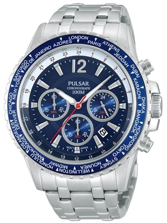 Pulsar Quartz Chronograph Watch with Stopwatch and 24-Hour Sub-Dial #PT3579