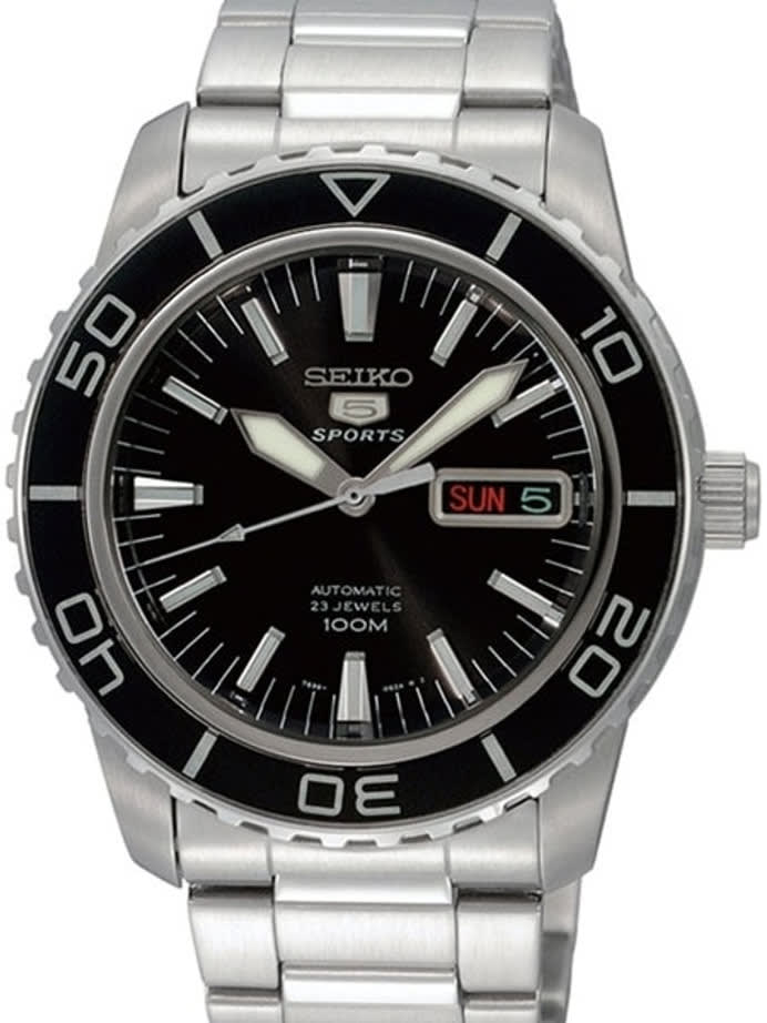 Seiko 41mm Sports 5, 23-Jewel Automatic Watch with Day and Date Window #SNZH55K1