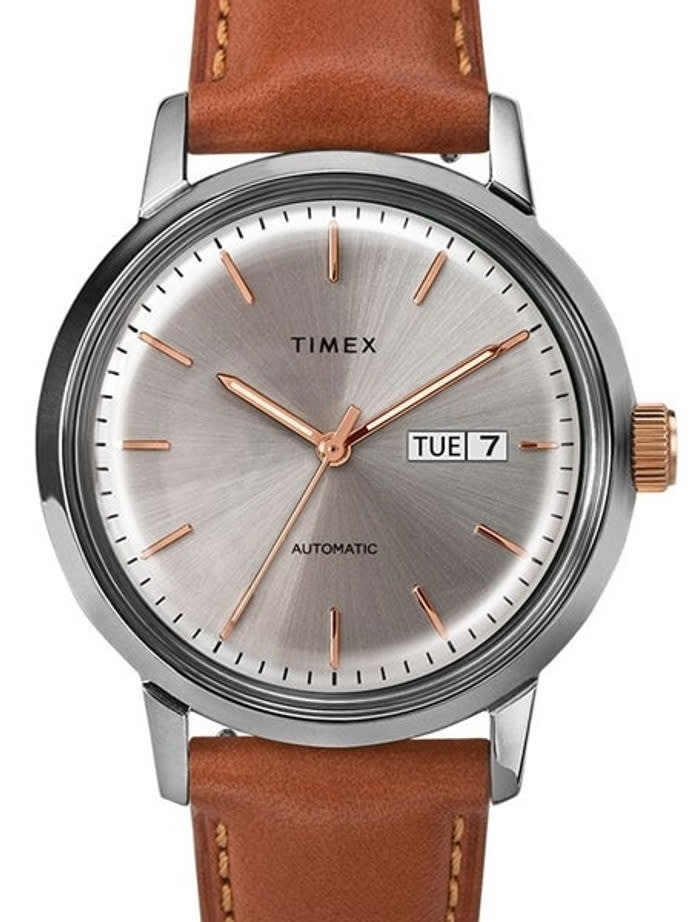 Timex 40mm Marlin 21-Jewel Automatic Watch with Stainless Steel Case and Silver Dial #TW2U11800ZV