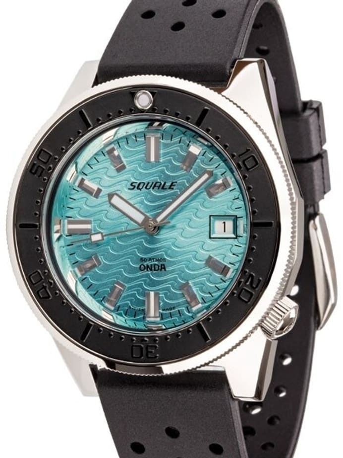 Squale 500 Meter Swiss Made Automatic Dive Watch with Turquoise Wave Dial  #1521-Onda-T