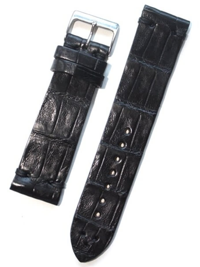 Handmade Italian Vintage Style Black Center Cut Crocodile, Tacking-Stitching #GR-VIN01