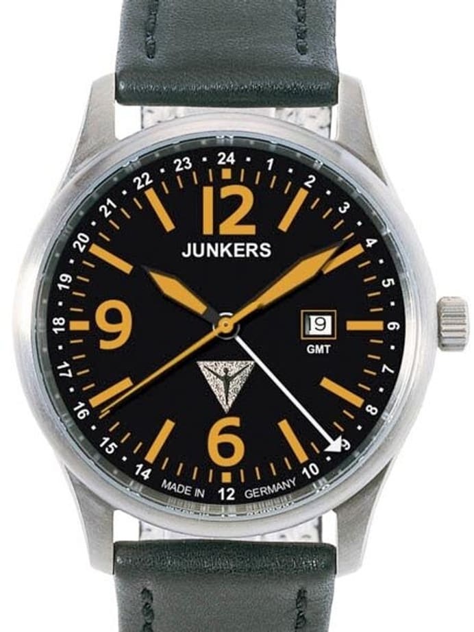 Junkers G-38 Aviator GMT Titanium Watch with Orange Hands and Numbers #6278-5