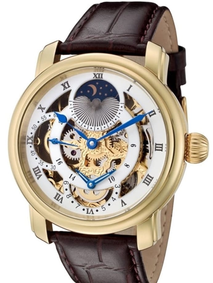 Rougois Dual Time Zone Skeleton Automatic Watch with Day/Night Moonphase #RG305G