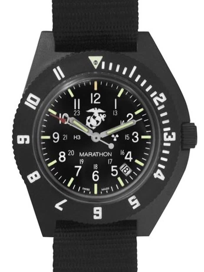 Marathon Swiss Made Quartz USMC Military Navigator Watch with Tritium Illumination #WW194013BK-USMC