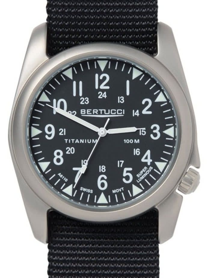 Bertucci A-4T Vintage 44 Titanium Watch with Black Nylon Strap #13406