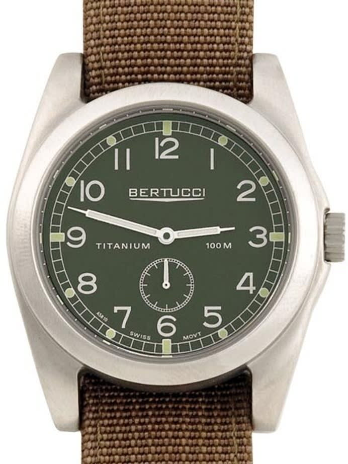 Bertucci A-3T Vintage 42 Titanium Watch with Brown Nylon Strap #13303