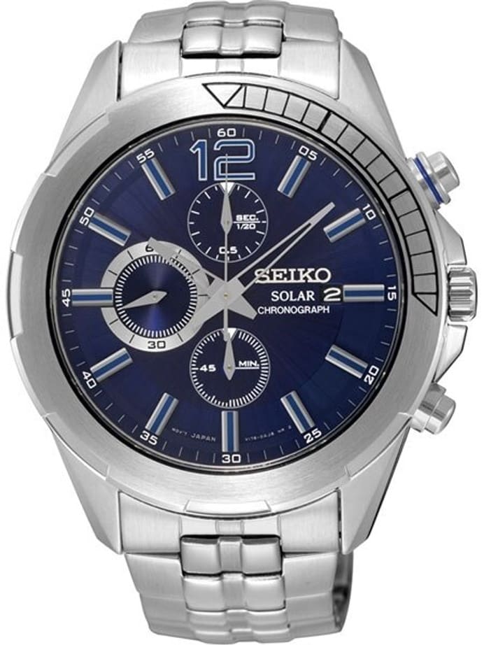Seiko ReCraft Series Blue Dial, Solar Chronograph with Stopwatch #SSC381