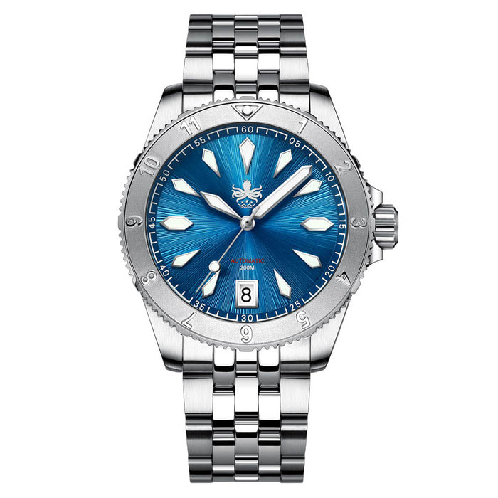 PHOIBOS Blue Voyager 2.0 Automatic Dive Watch with Double Dome AR Sapphire Crystal #PY026B