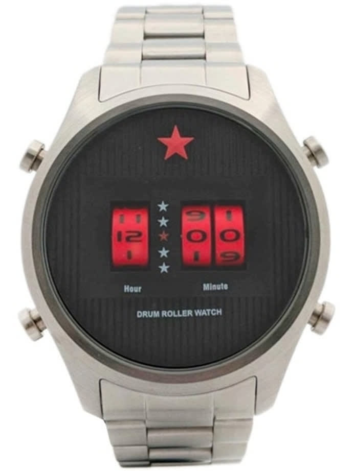 Red Star Quartz Drum Roller Watch with 44mm Case #8395G-B