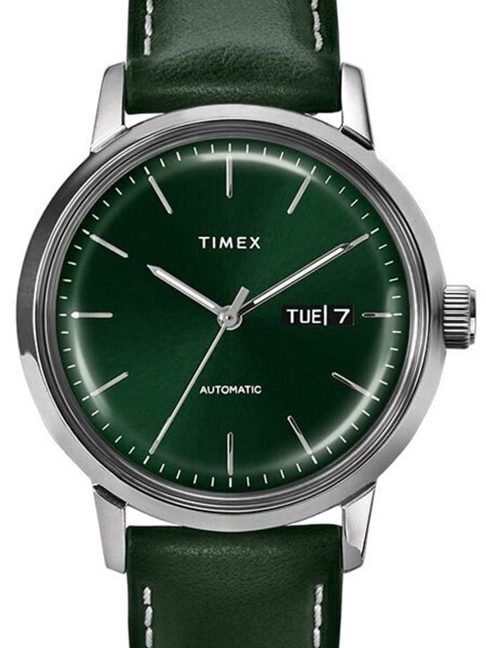 Timex 40mm Marlin 21-Jewel Automatic Watch with Stainless Steel Case and Green Dial #TW2U11900ZV