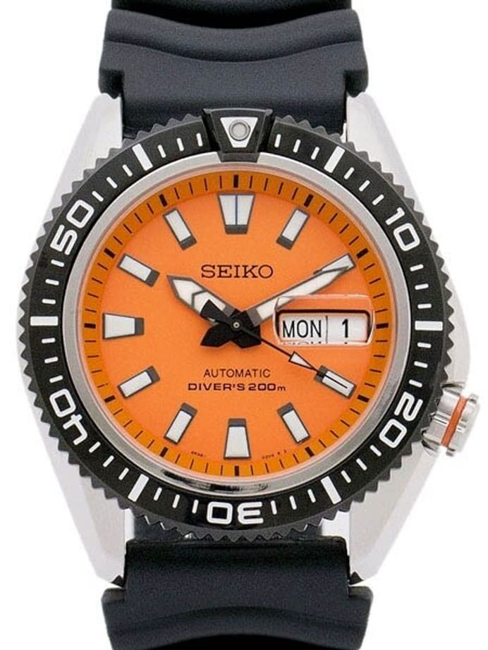 Seiko Stargate II Automatic Dive Watch with Orange Dial and Rubber Dive Strap #SRP497K1