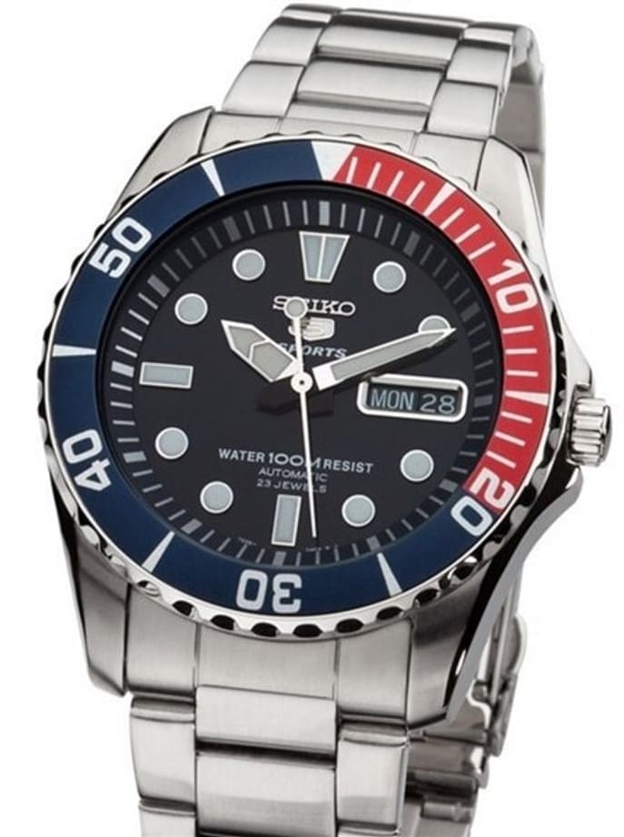 Scratch and Dent - Seiko 42mm Sports 5, 23-Jewel Automatic Watch with Day and Date Window #SNZF15K1 1