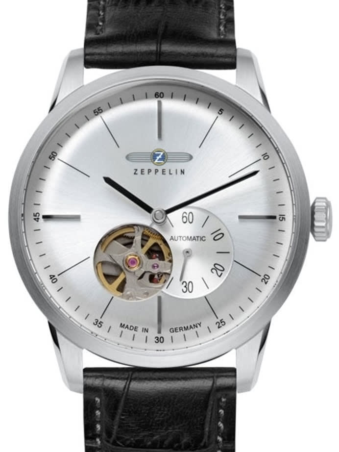 Graf Zeppelin Flatline Automatic Open-Heart Watch with Small Seconds #7364-4