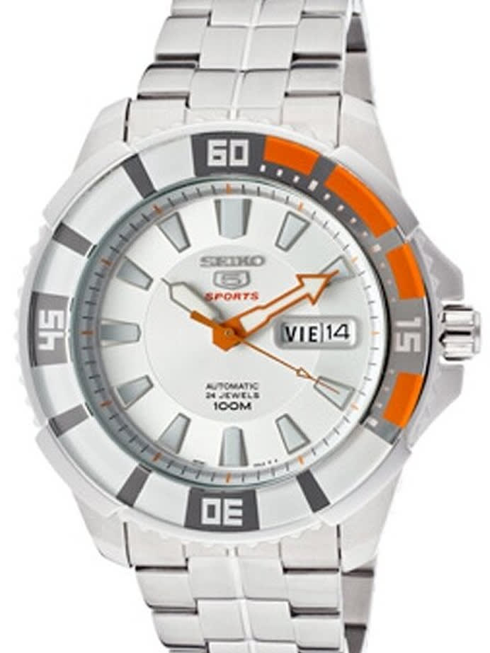 Seiko 44mm Sports 5, 24-Jewel Automatic Watch with Day and Date Window #SRP201