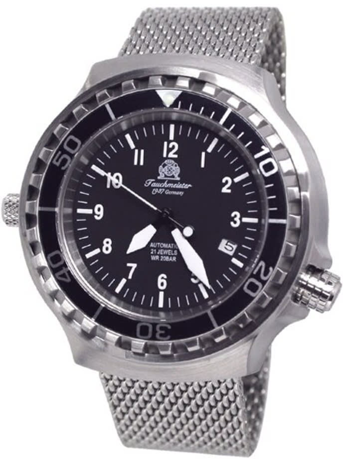 Tauchmeister Automatic, 200m Dive Watch with Mesh Bracelet and Sapphire Crystal #T0251MIL
