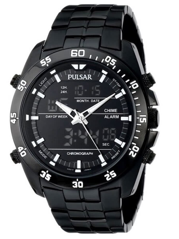 Pulsar On The Go Watch with Daily Alarm, Stopwatch, and Hourly Chime #PW6011