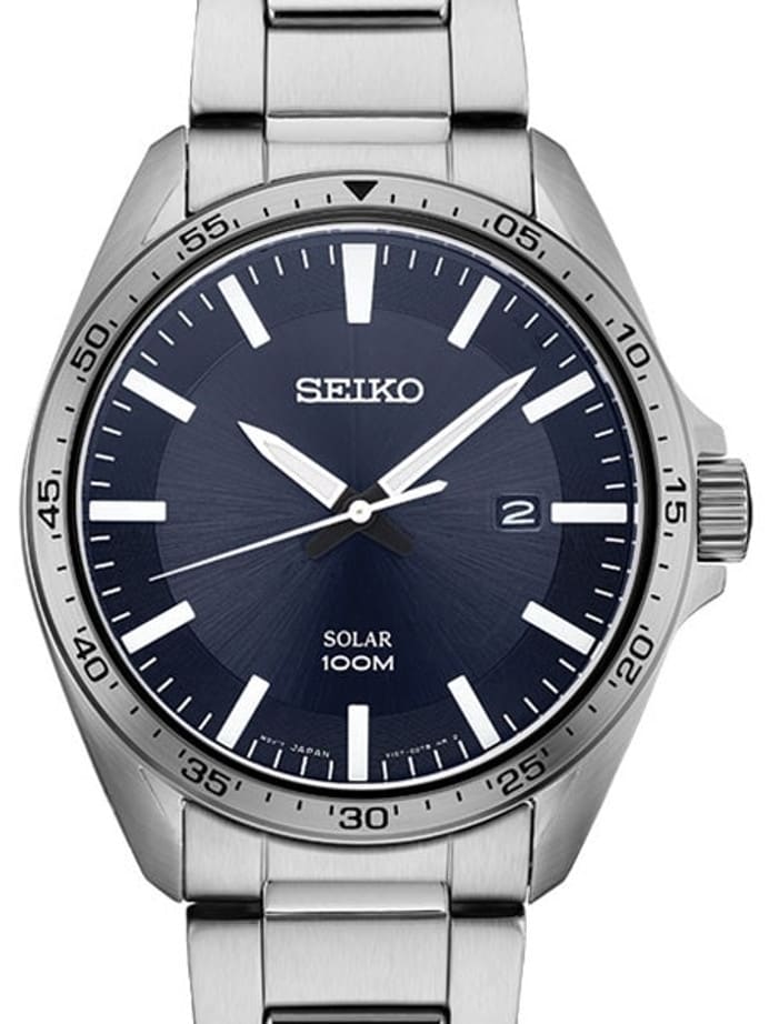 Seiko Solar Watch with 43mm Stainless Steel Case and Bracelet #SNE483