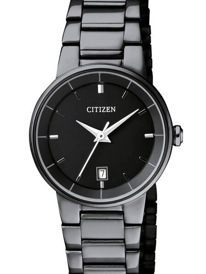 Citizen Quartz Black Ion, Thin Dress Watch with Matching Bracelet #EU6017-54E