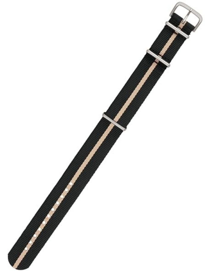 Traser OEM Black with Beige Stripe Nylon Watch Strap #Traser5