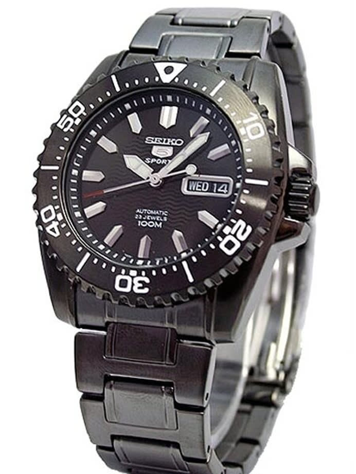 Seiko 5 Sports Automatic Black PVD Watch with Matching Bracelet #SNZG41K1