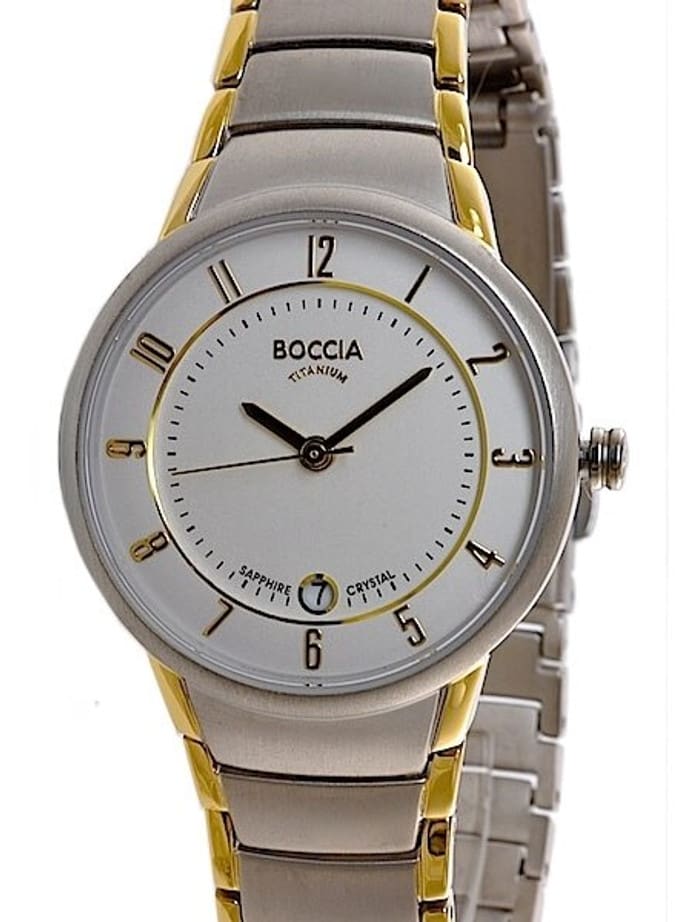 Boccia Ladies Quartz Watch with Two-Tone Titanium Case and Bracelet #3158-02